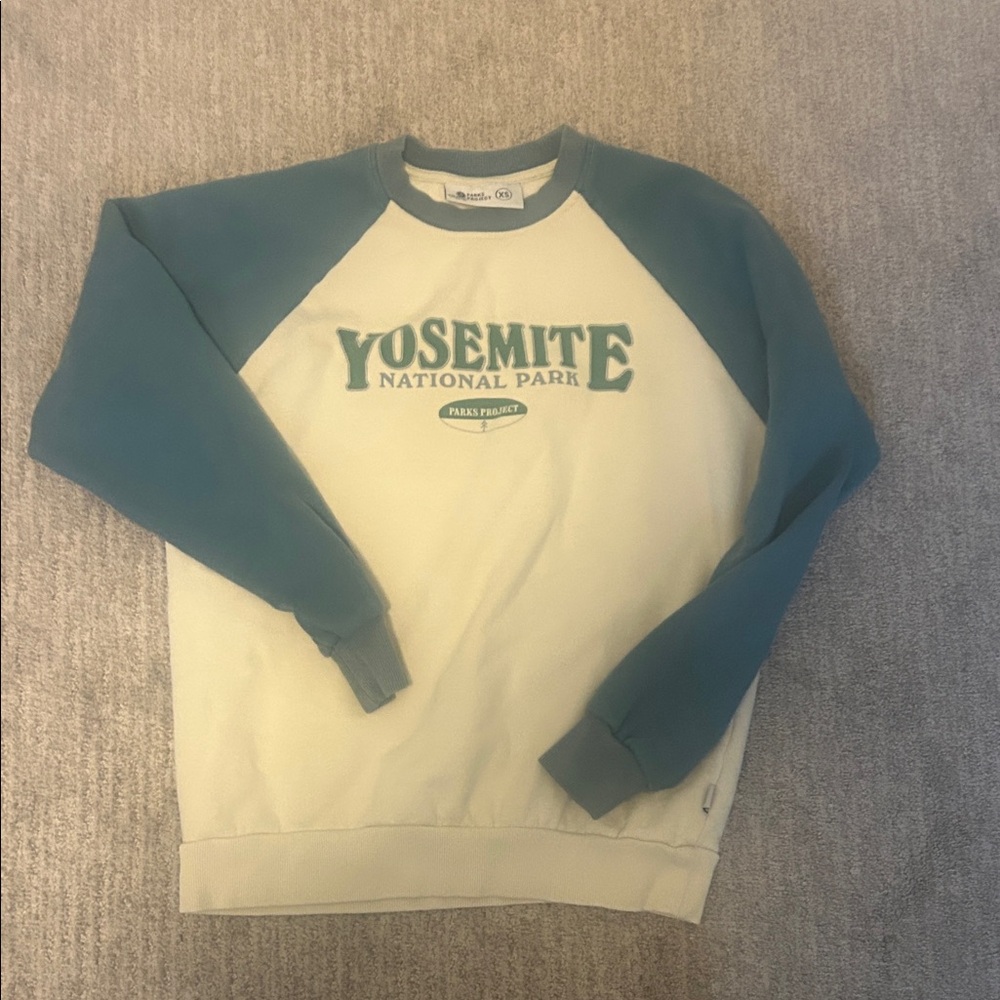 Parks Project Yosemite Women’s vintage Teal and Cream Crewneck Sweatshirt